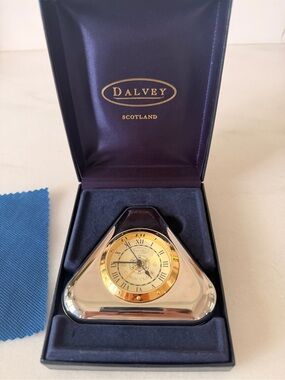 Dalvey Scotland Gold & Silver cabin Clock - Triangular Crystal Design